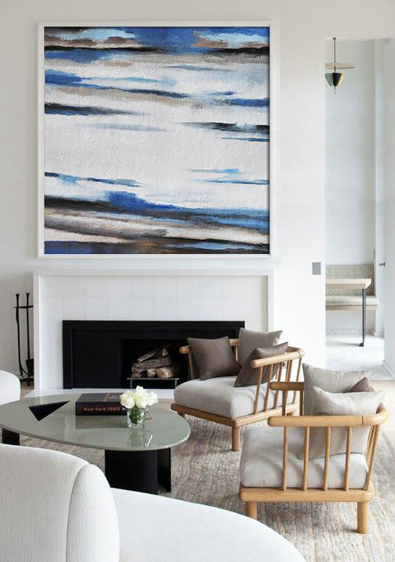 Large Abstract Painting On Canvas,Oversized Abstract Landscape Painting,Contemporary Art Canvas Painting,White,Blue,Brown.etc